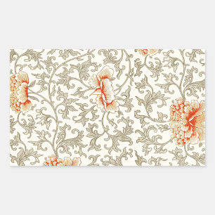 Adesivo Retangular Floral Botânico Floral Rosa Bege Vintage