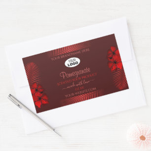 Adesivo Retangular Floral Dark Red Product Labels Hawaii Flowers Logo