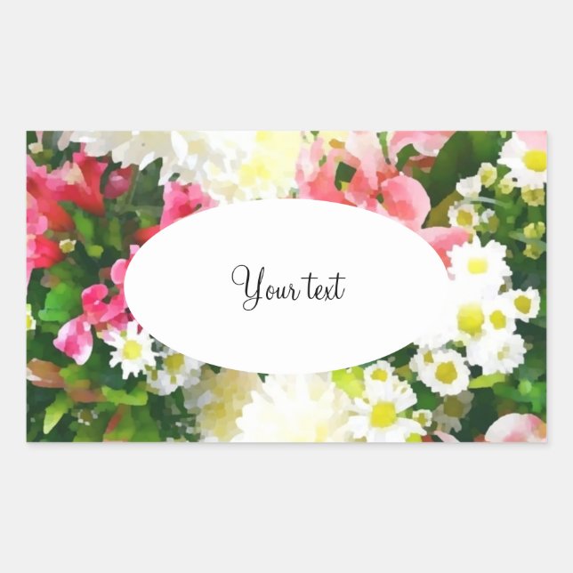 Adesivo Retangular Floral de aquarela elegante (Frente)