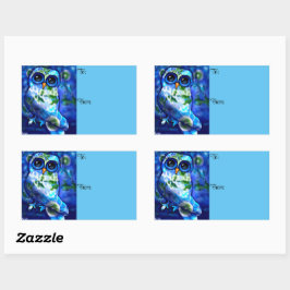 Adesivo Retangular Floral Verde Azul-Abstrato