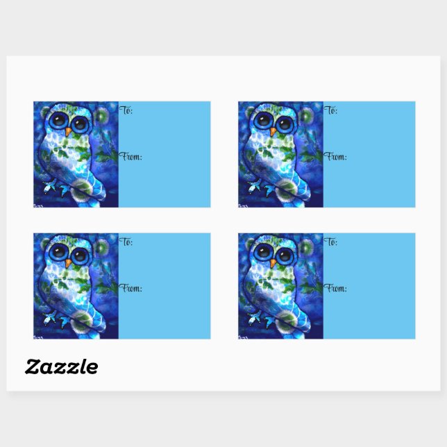 Adesivo Retangular Floral Verde Azul-Abstrato (Folha)