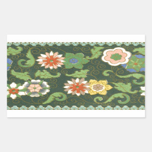 Adesivo Retangular Floral Verde Chinês de Cloisonte
