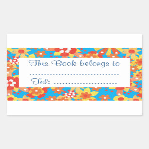 Adesivo Retangular Flores alaranjadas Ditzy Vara-em Bookplates