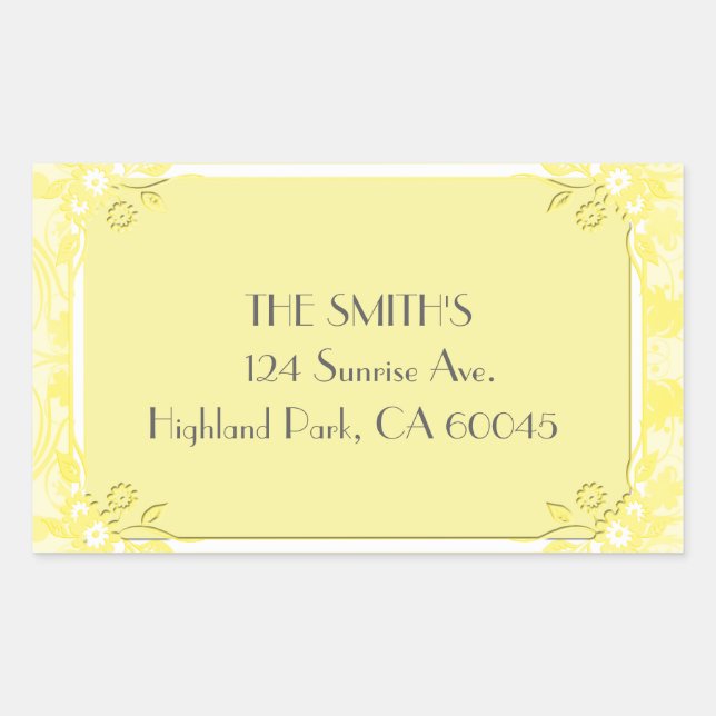 Adesivo Retangular Flores Amarelo claro (Frente)