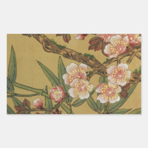 Adesivo Retangular Flores Asiáticas Japonesas de Cerejeira Vintage
