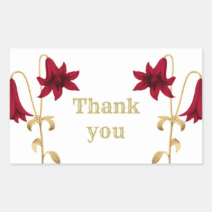 Adesivo Retangular flores burguns e ouro deixam obrigado branco