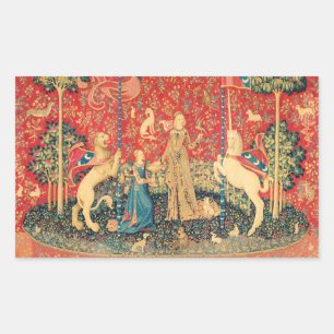 Adesivo Retangular Flores da fantasia da SENHORA E do UNICÓRNIO,