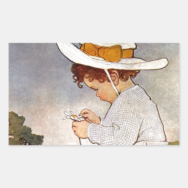 Adesivo Retangular Flores de Visitas de Crianças Antigas (Frente)