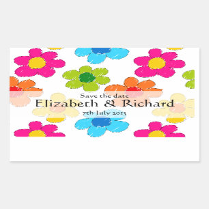 Adesivo Retangular Flores desenhadas à mão livre Vinheta