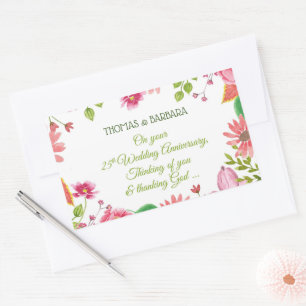 Adesivo Retangular Flores do 25 de Casamento Religioso
