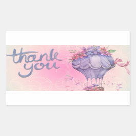 Adesivo Retangular flores e balão de ar quente obrigado você