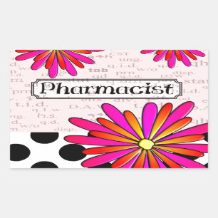 Adesivo Retangular Flores lunáticas do farmacêutico