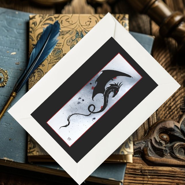 Adesivo Retangular Flores Vermelhas Azuis Dragão Preto (Criador carregado)