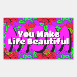 Adesivo Retangular Flores Vermelhas Rosa | Elegantes para Mães felize