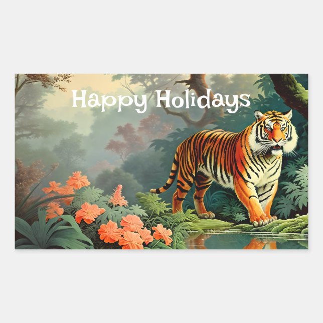 Adesivo Retangular Floresta dos pântanos Vintage (Frente)