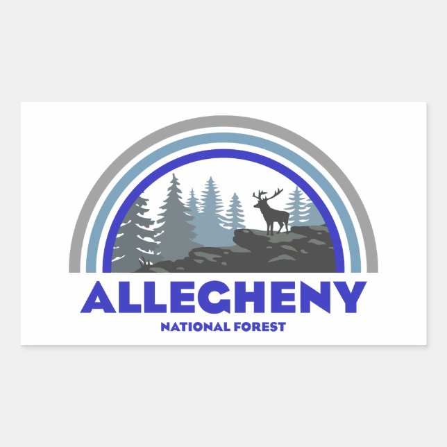 Adesivo Retangular Floresta Nacional Allegheny Veado Arco-íris (Frente)