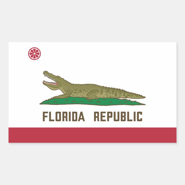 Adesivo Retangular Flórida Alligator Flag Crocodile (Frente)