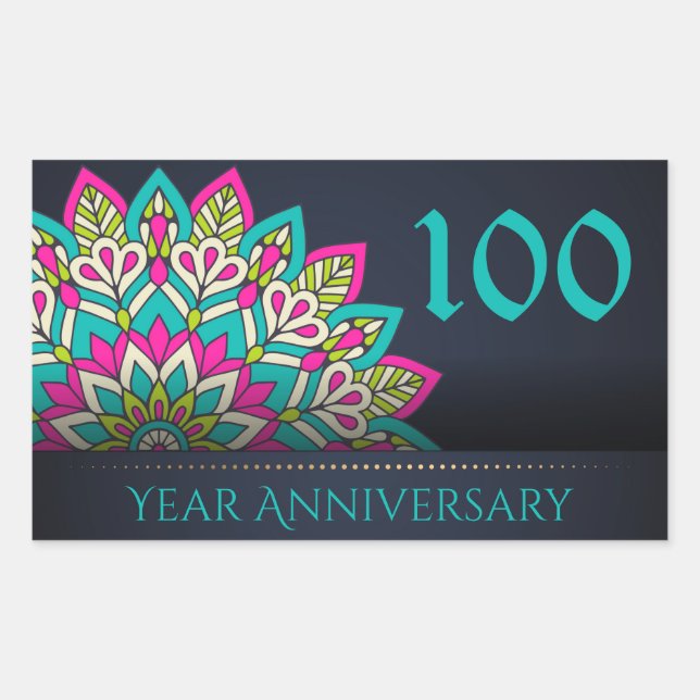 Adesivo Retangular Foco de Envelope de 100 Anos (Frente)