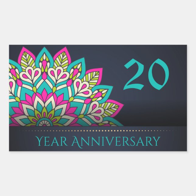 Adesivo Retangular Foco de Envelope de 20 anos (Frente)