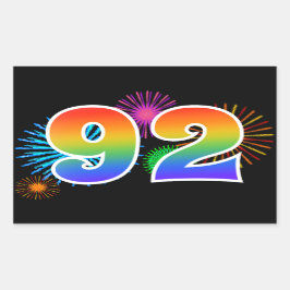 Adesivo Retangular Fogos de Artifício Divertidos + Evento com Número 