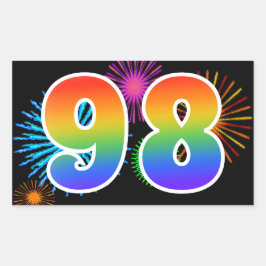 Adesivo Retangular Fogos de Artifício Divertidos + Evento do Número "