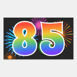 Adesivo Retangular Fogos de Artifício Divertidos + Padrão de Arco-íri