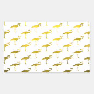 Adesivo Retangular Foil Metálico Amarelo Dourado Flamingo Faux