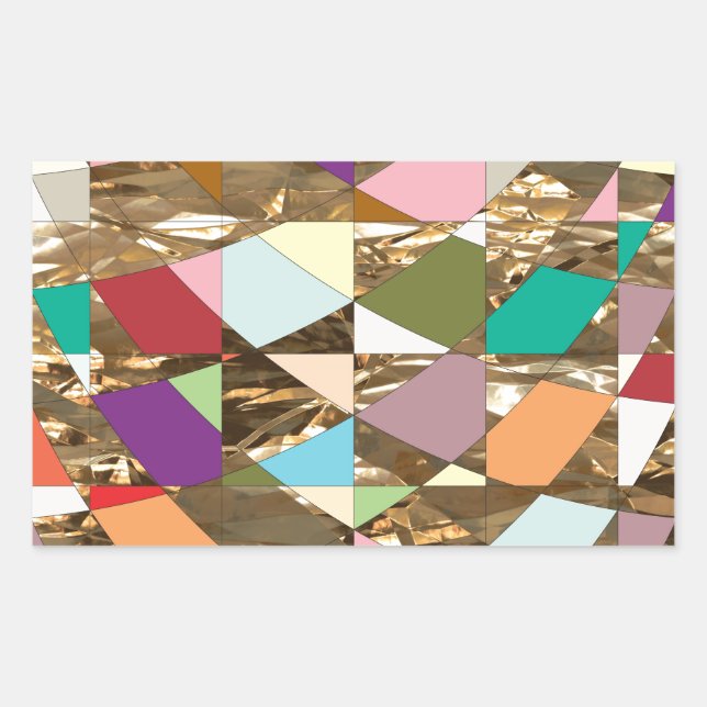 Adesivo Retangular Folha de ouro com abstrato (Frente)