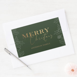 Adesivo Retangular Folhagem de Inverno Feliz Natal Falso Folheado