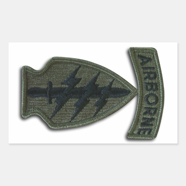 Adesivo Retangular Forças Especiais verdes Berets SF SFG SOF Veterano (Frente)