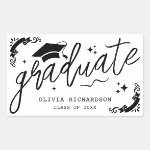 Adesivo Retangular Formatura Personalizada Elegante Roteiro Estrelas 