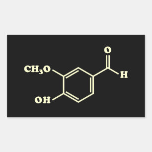 Adesivo Retangular Fórmula Química Molecular Vanilla Vanillin