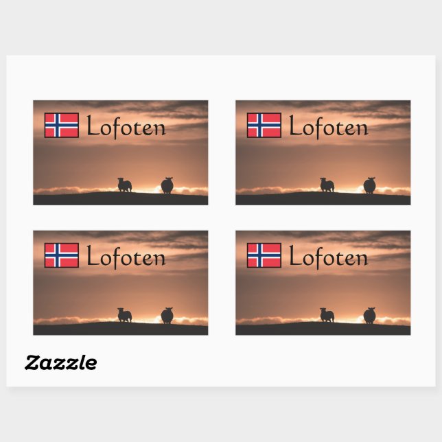 Adesivo Retangular Foto da natureza do Ovelino Solto Lofoten Sunset (Folha)