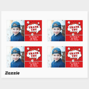 Adesivo Retangular Foto de aniversário do Super Herói Cômica Foto de 