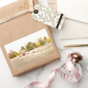 Adesivo Retangular Foto de Casamento Chinês de Felicidade Dupla do Re