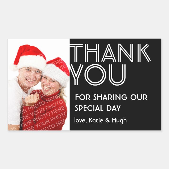 Adesivo Retangular Foto de grande obrigado ousado que você está fora  (Frente)