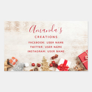 Adesivo Retangular Foto de madeira russa com artigos de Natal