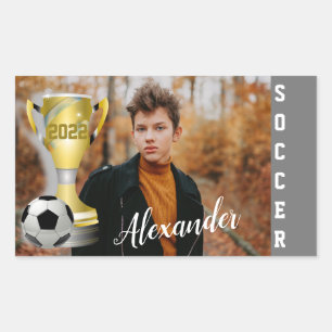 Adesivo Retangular Foto e nome do futebol da Cinza moderna