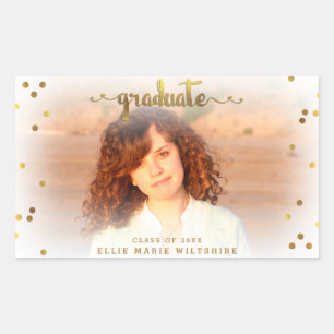 Adesivo Retangular Foto elegante da graduação dos confetes da folha