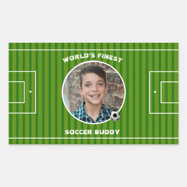 Adesivo Retangular Foto personalizada de campo do futebol verde moder (Frente)