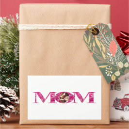 Adesivo Retangular Foto personalizada de inscrição MOM Floral Rosa El