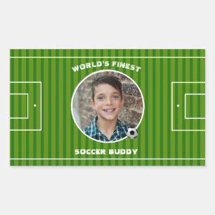Adesivo Retangular Foto personalizada verde do campo de futebol