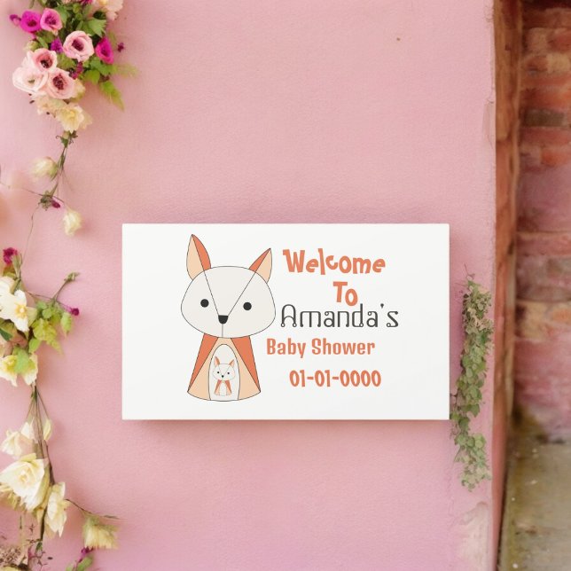 Adesivo Retangular Fox Chá de fraldas Cartoon (fox baby shower party theme sticker,birthday party sticker,gift pack,envelope,return gift sticker)