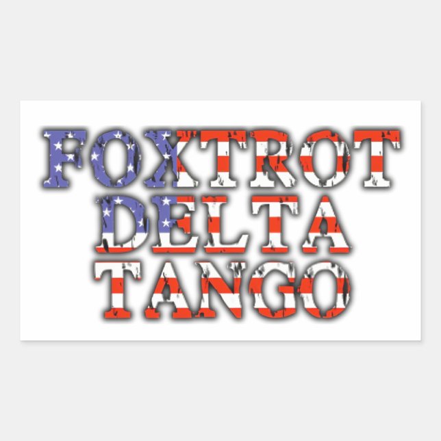 Adesivo Retangular Foxtrot Delta Tango American Flag (Frente)