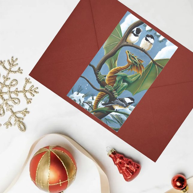 Adesivo Retangular Frango Verde Dragão Inverno (Criador carregado)