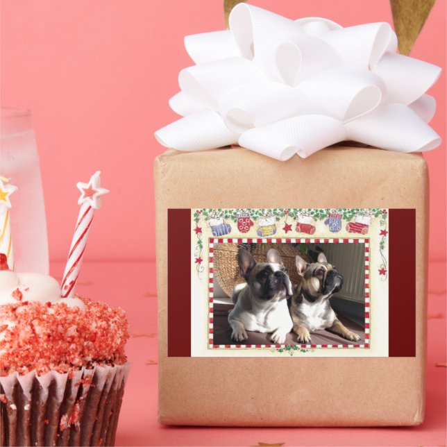 Adesivo Retangular französische Bulldogge Weihnachten French Bulldog  (Festa)