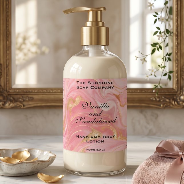 Adesivo Retangular Frasco de Cosméticos em Mármore Rosa Delicado e Fo (Criador carregado)