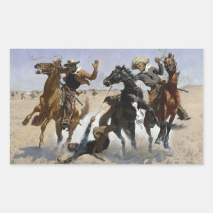 Adesivo Retangular Frederic Remington - Ajudando um camarada