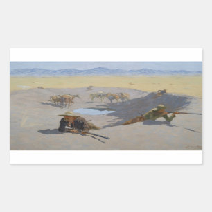 Adesivo Retangular Frederic Remington - luta para o Waterhole