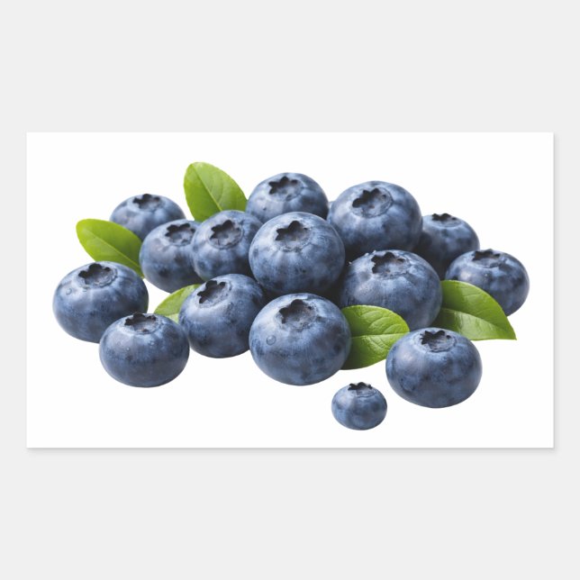 Adesivo Retangular Fresh Blueberries with Leaves Sticker (Frente)